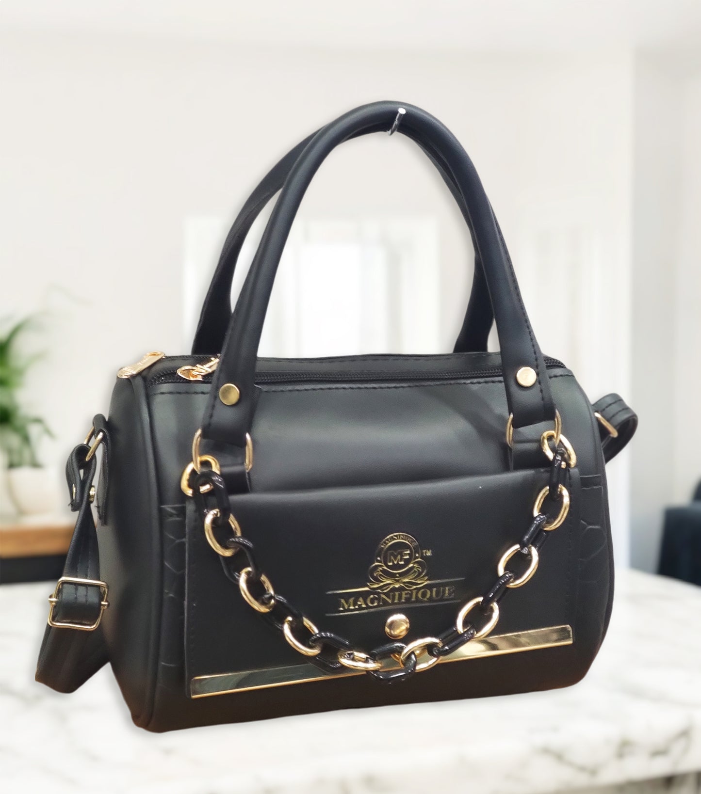 Magnifique Mini Duffle Style Sling Bag for Women with Keychain