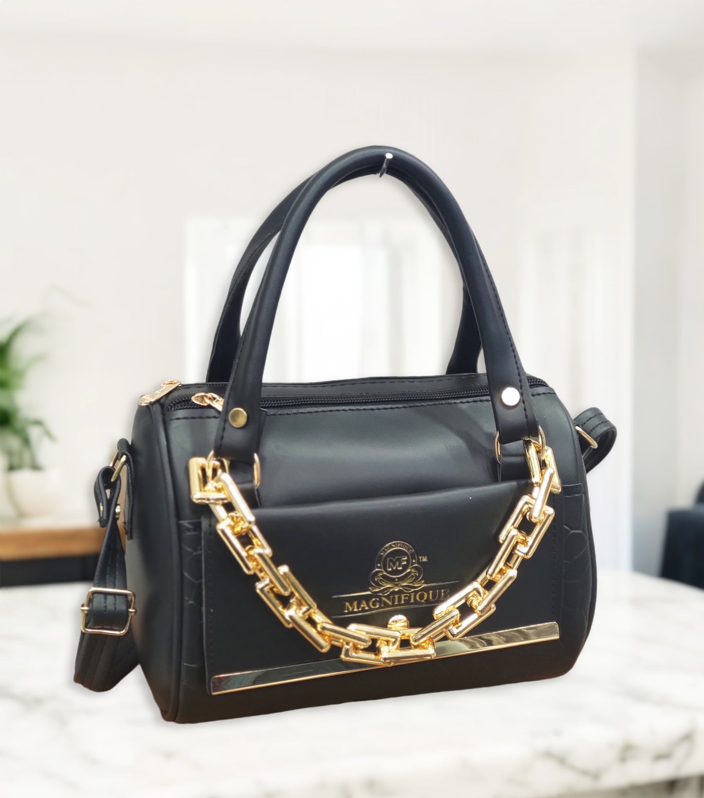 Magnifique Mini Duffle Style Sling Bag for Women with Keychain