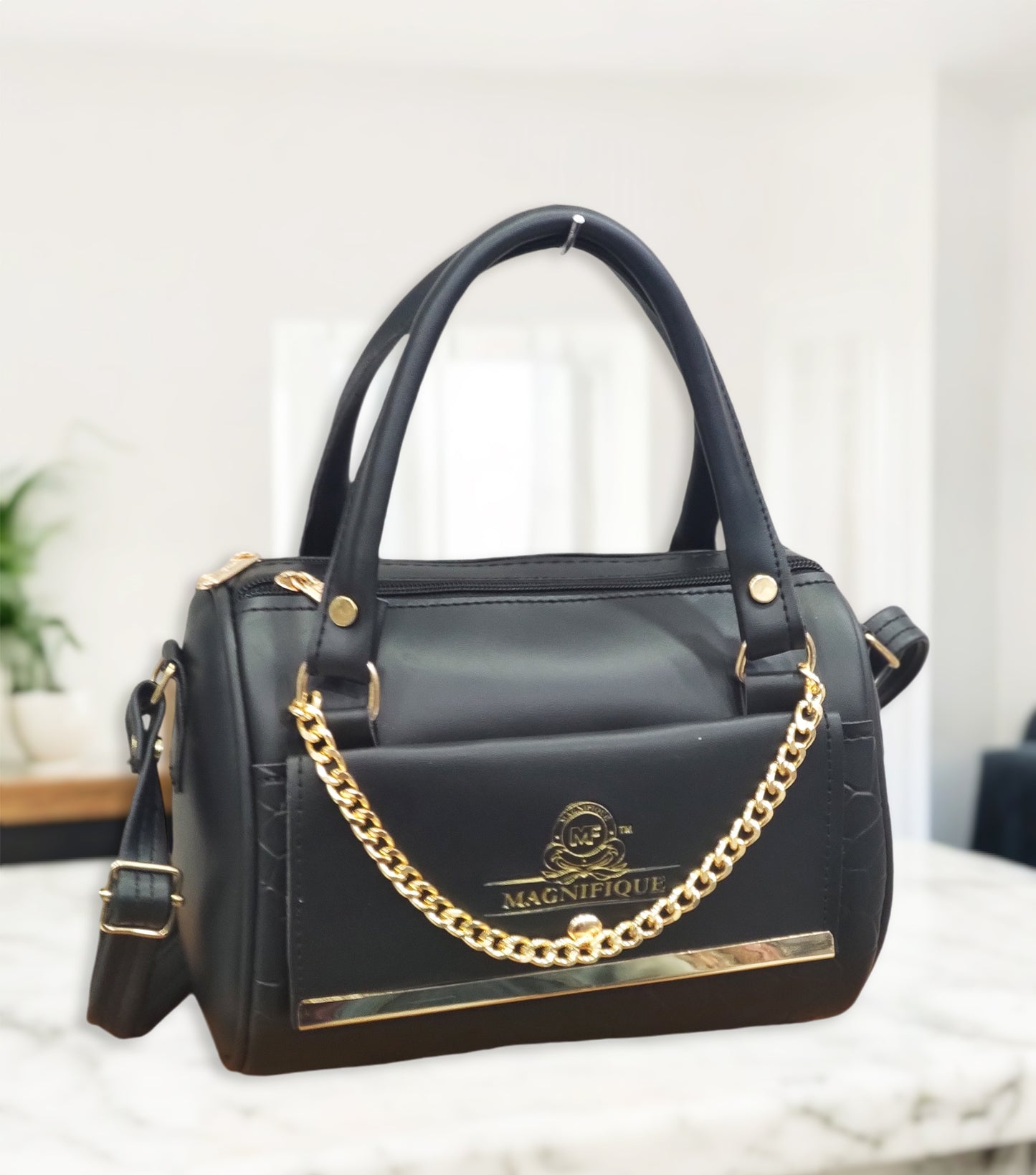 Magnifique Mini Duffle Style Sling Bag for Women with Keychain