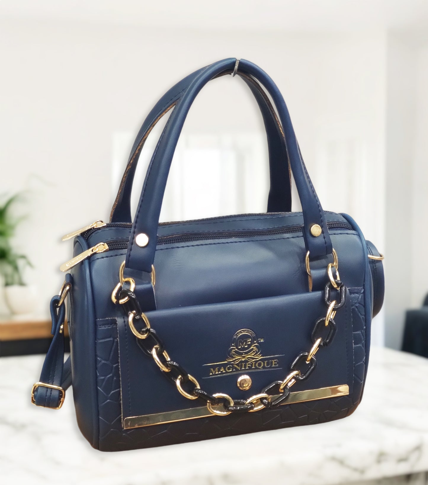 Magnifique Mini Duffle Style Sling Bag for Women with Keychain