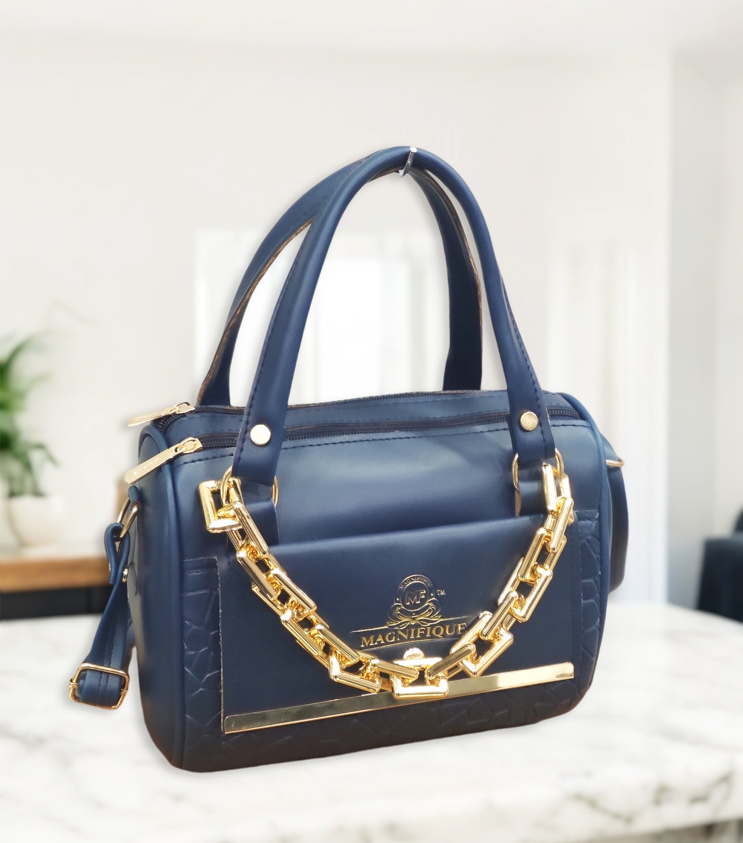Magnifique Mini Duffle Style Sling Bag for Women with Keychain