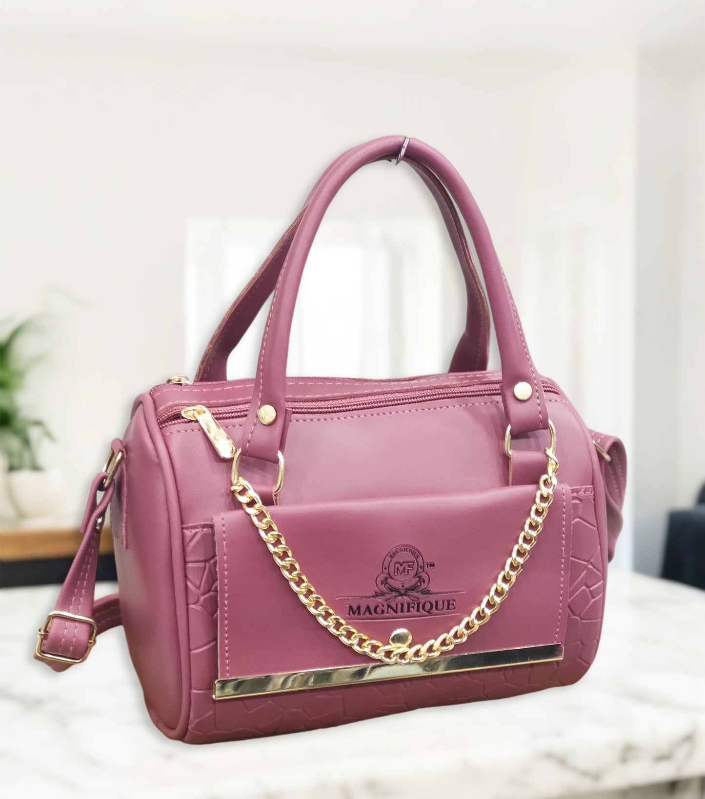Magnifique Mini Duffle Style Sling Bag for Women with Keychain