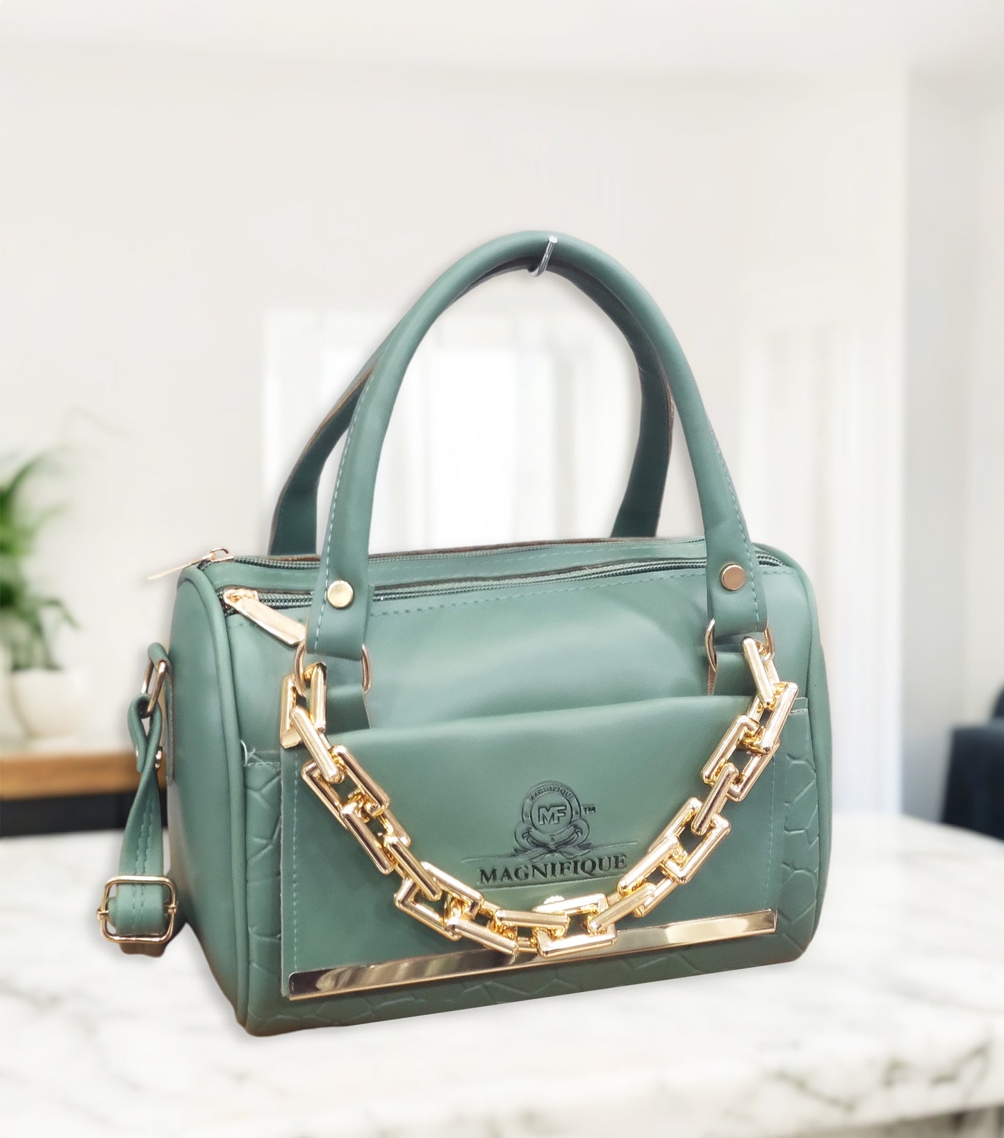 Magnifique Mini Duffle Style Sling Bag for Women with Keychain