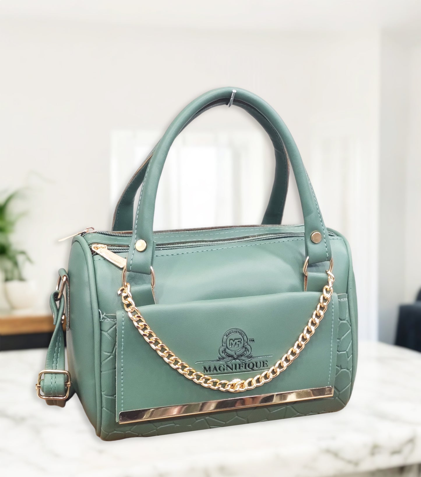 Magnifique Mini Duffle Style Sling Bag for Women with Keychain