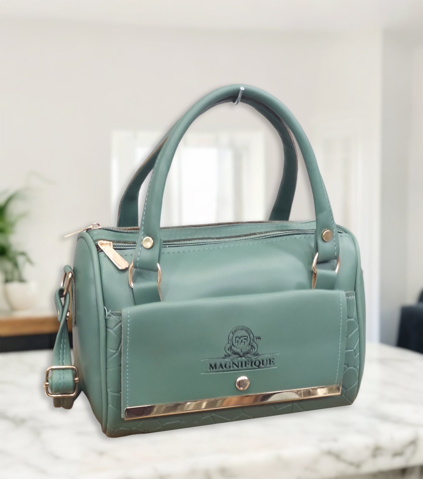Magnifique Mini Duffle Style Sling Bag for Women with Keychain