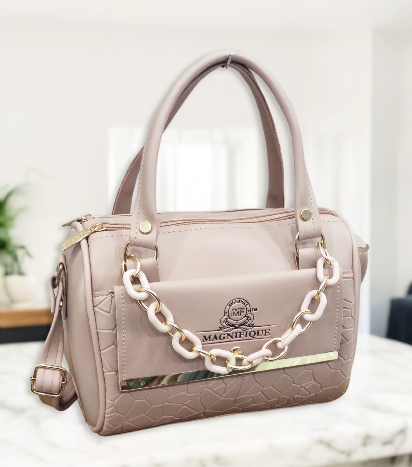 Magnifique Mini Duffle Style Sling Bag for Women with Keychain