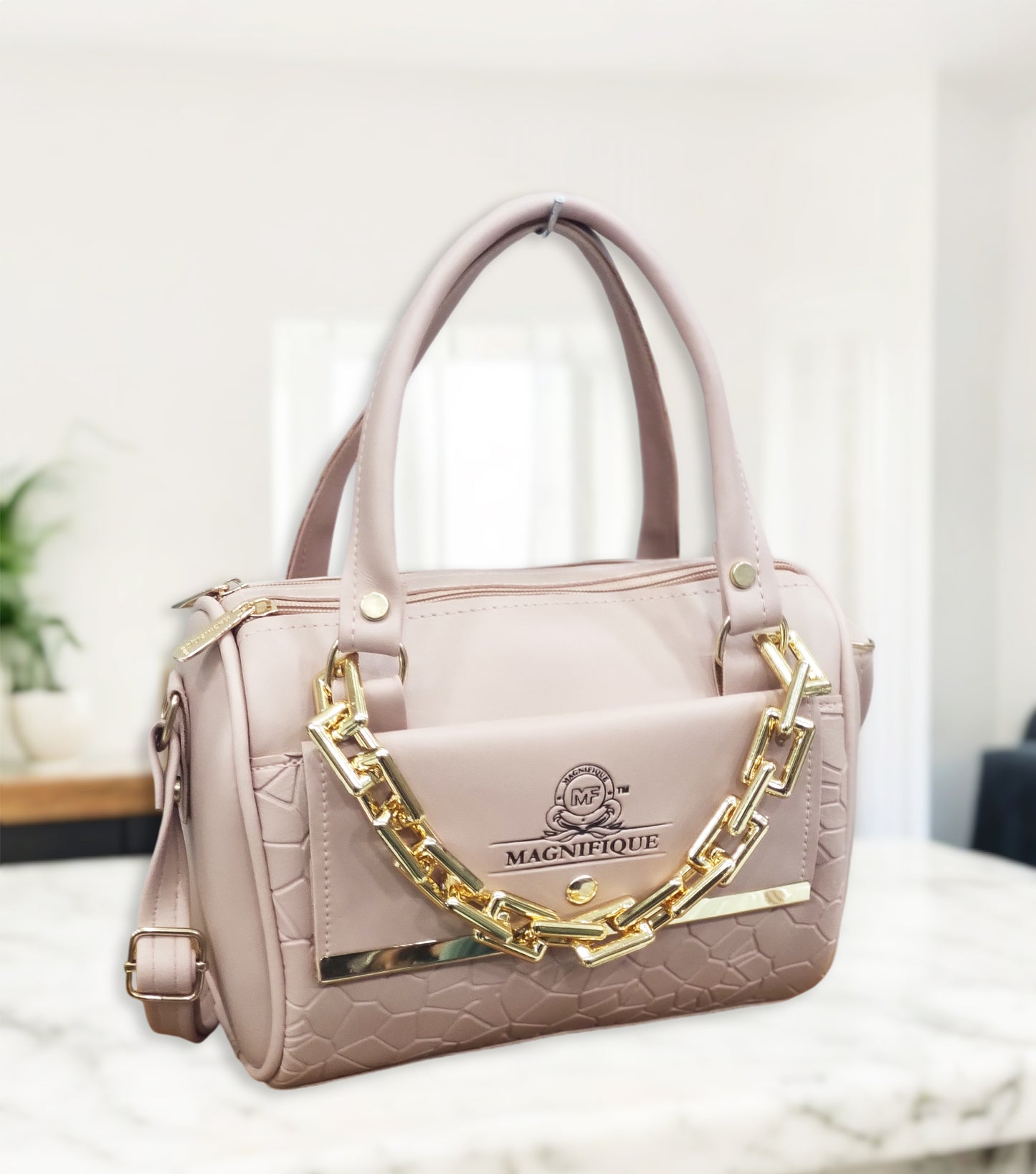 Magnifique Mini Duffle Style Sling Bag for Women with Keychain