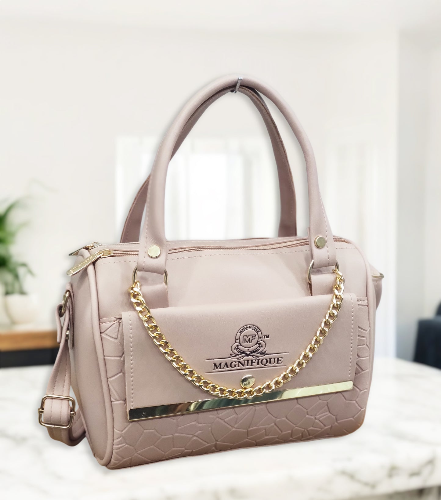 Magnifique Mini Duffle Style Sling Bag for Women with Keychain