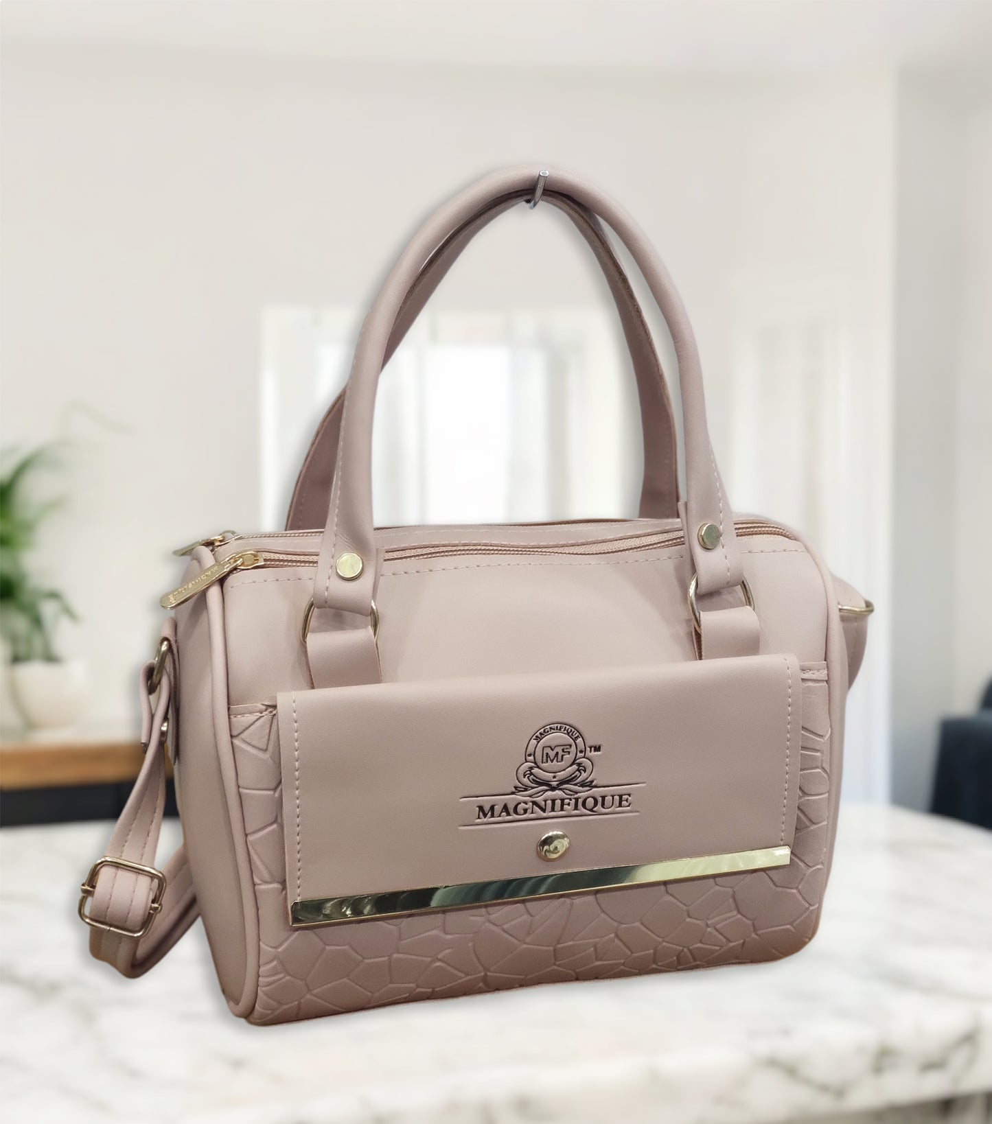 Magnifique Mini Duffle Style Sling Bag for Women with Keychain