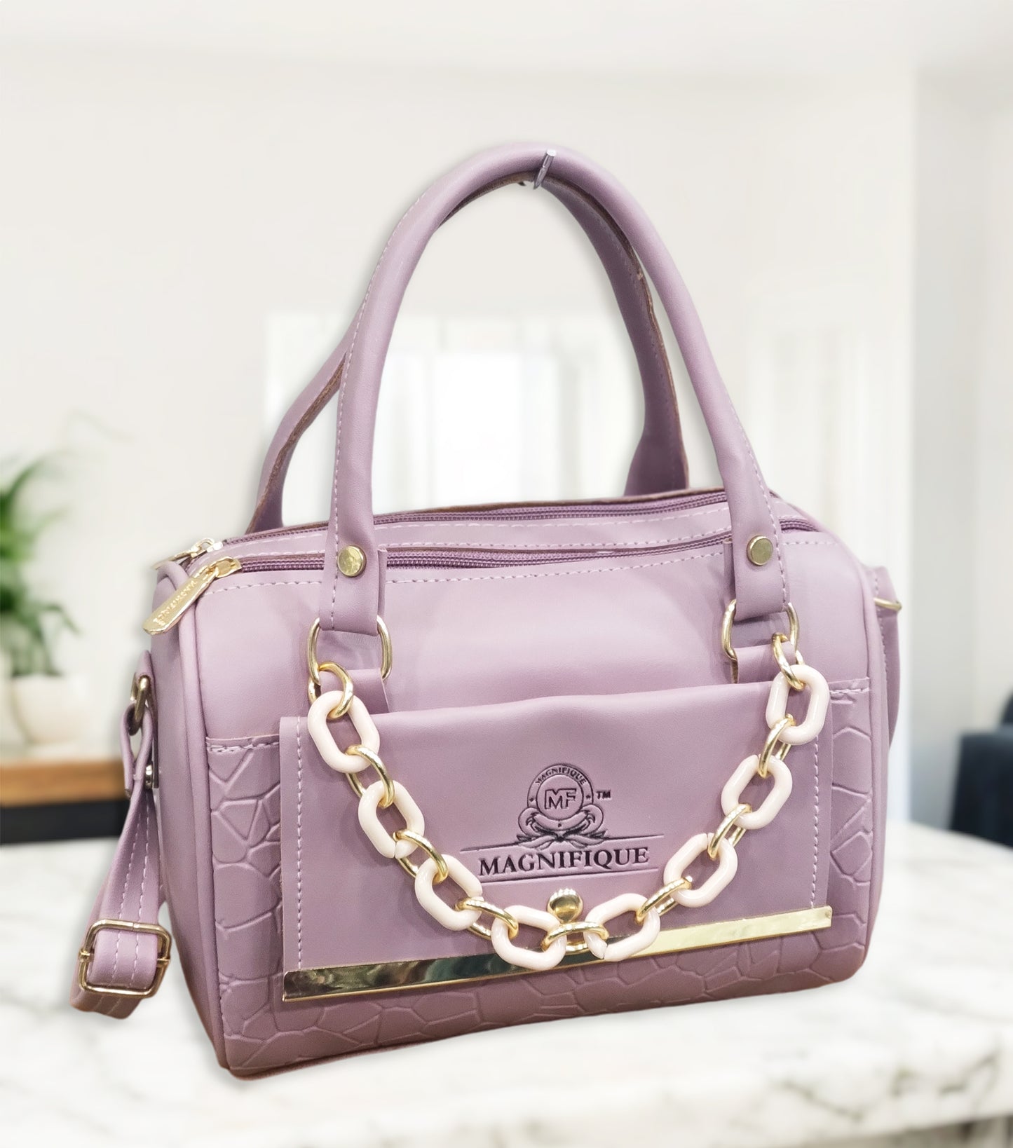 Magnifique Mini Duffle Style Sling Bag for Women with Keychain