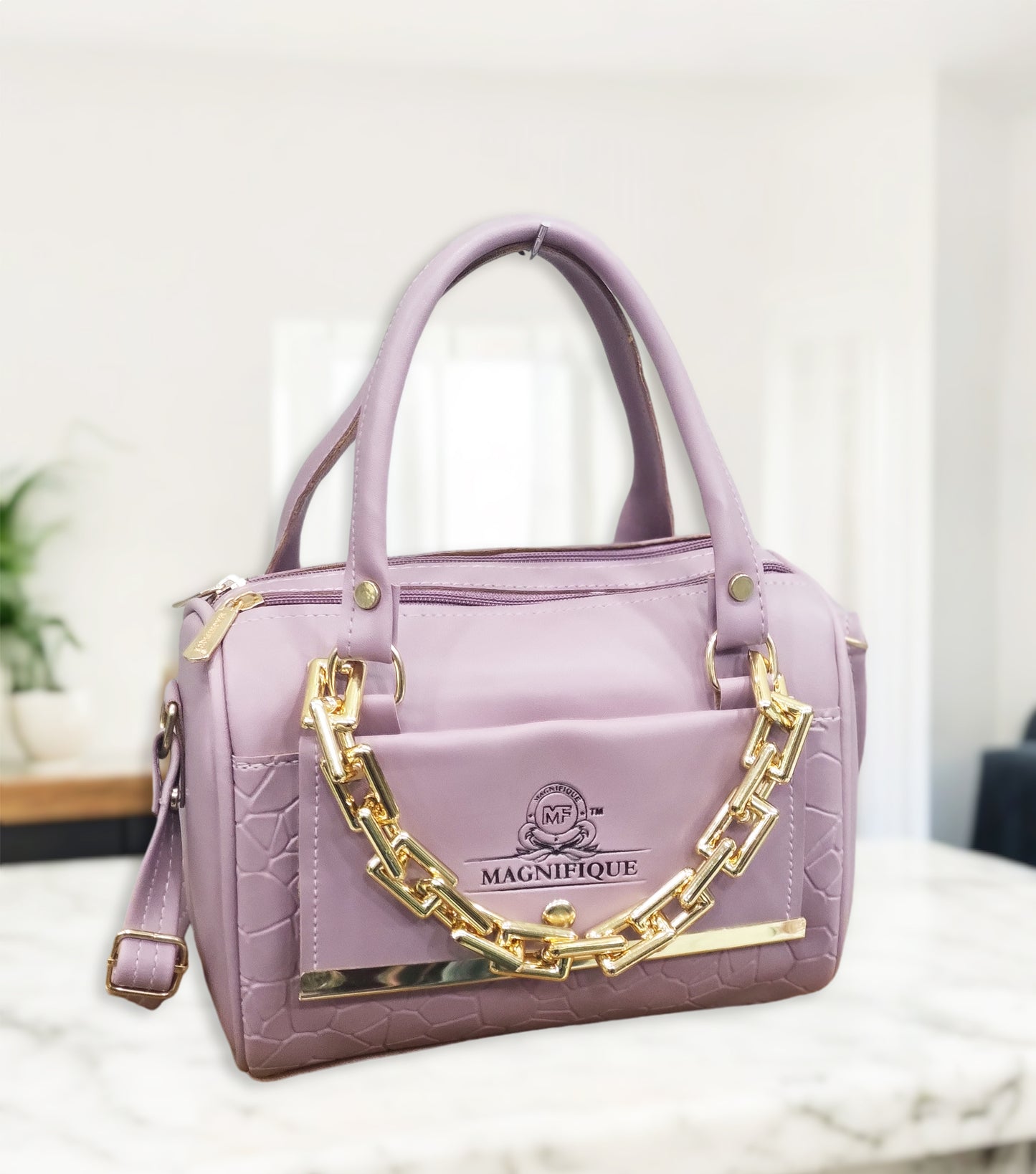 Magnifique Mini Duffle Style Sling Bag for Women with Keychain