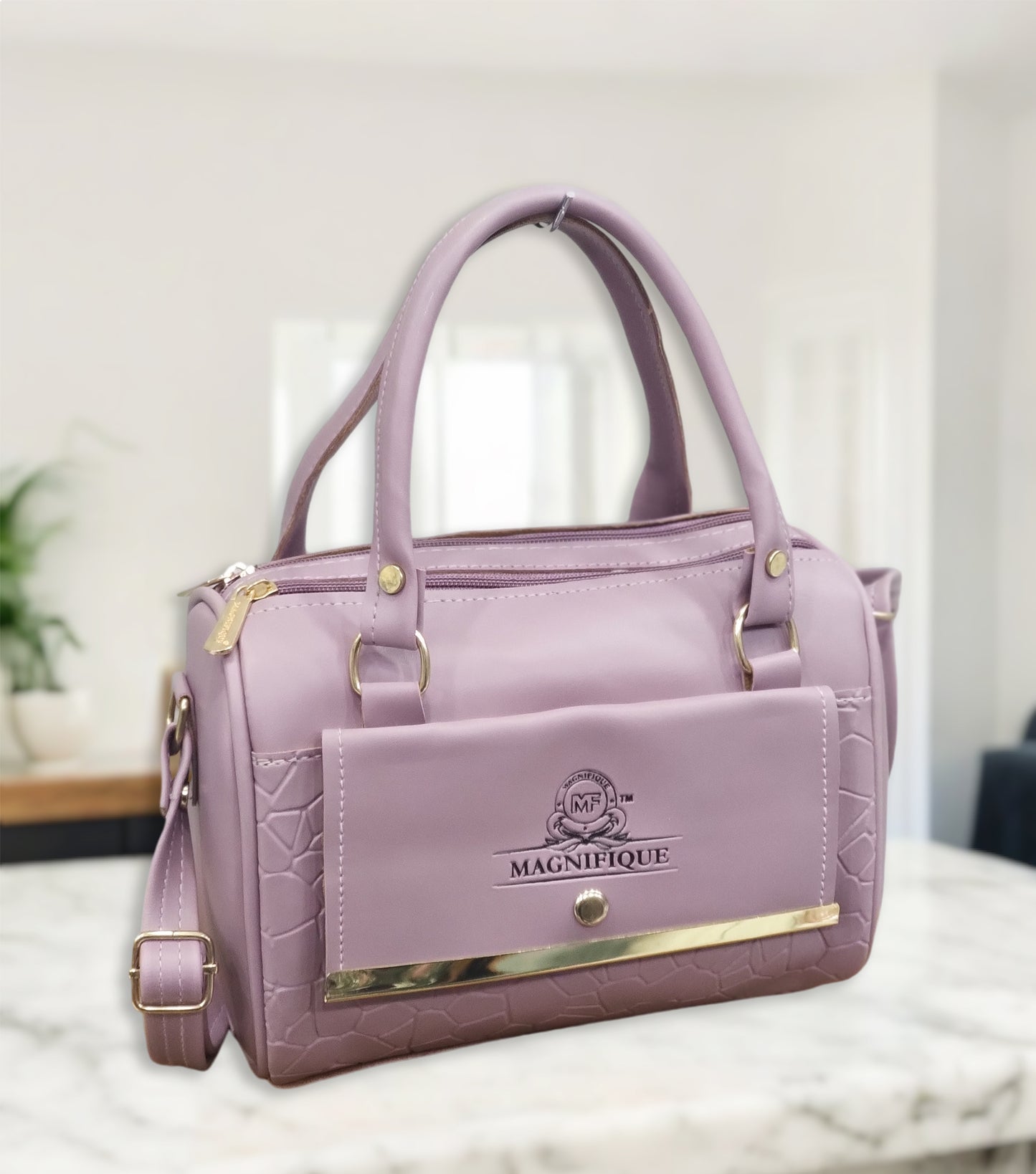 Magnifique Mini Duffle Style Sling Bag for Women with Keychain