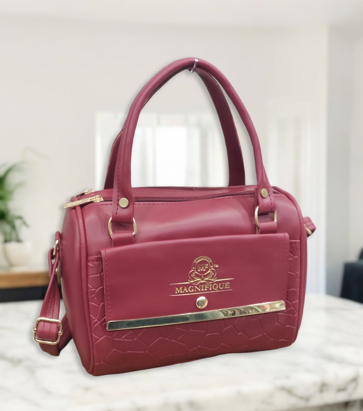 Magnifique Mini Duffle Style Sling Bag for Women with Keychain