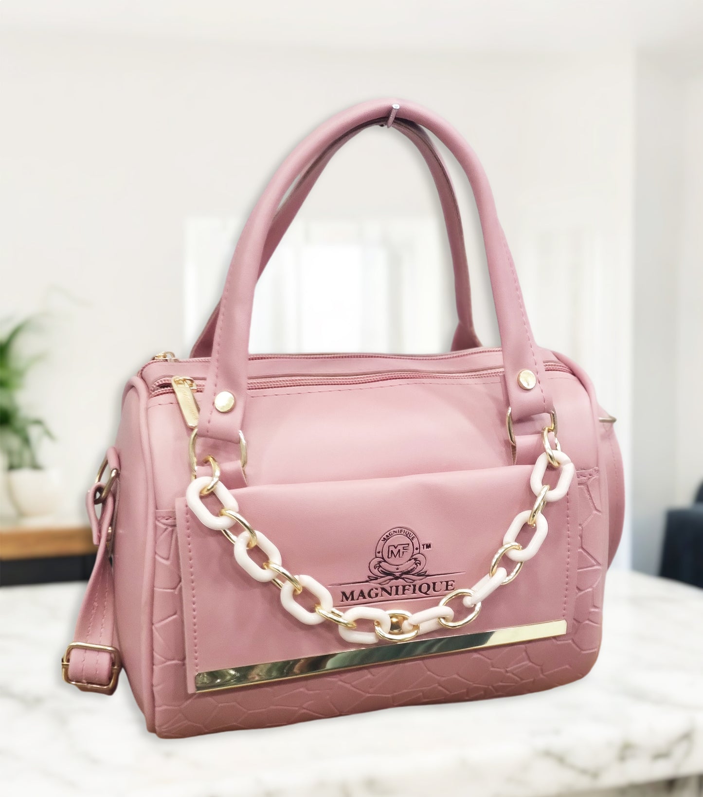 Magnifique Mini Duffle Style Sling Bag for Women with Keychain