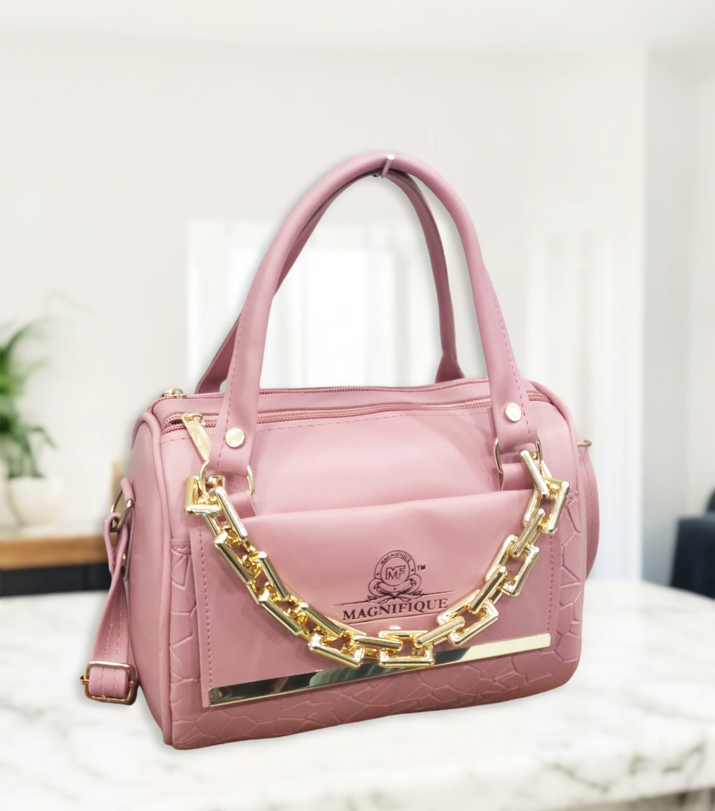 Magnifique Mini Duffle Style Sling Bag for Women with Keychain