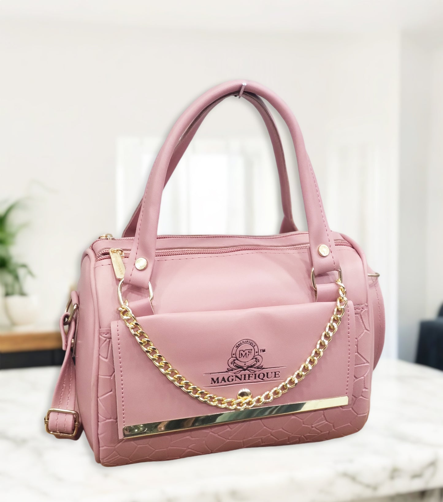Magnifique Mini Duffle Style Sling Bag for Women with Keychain