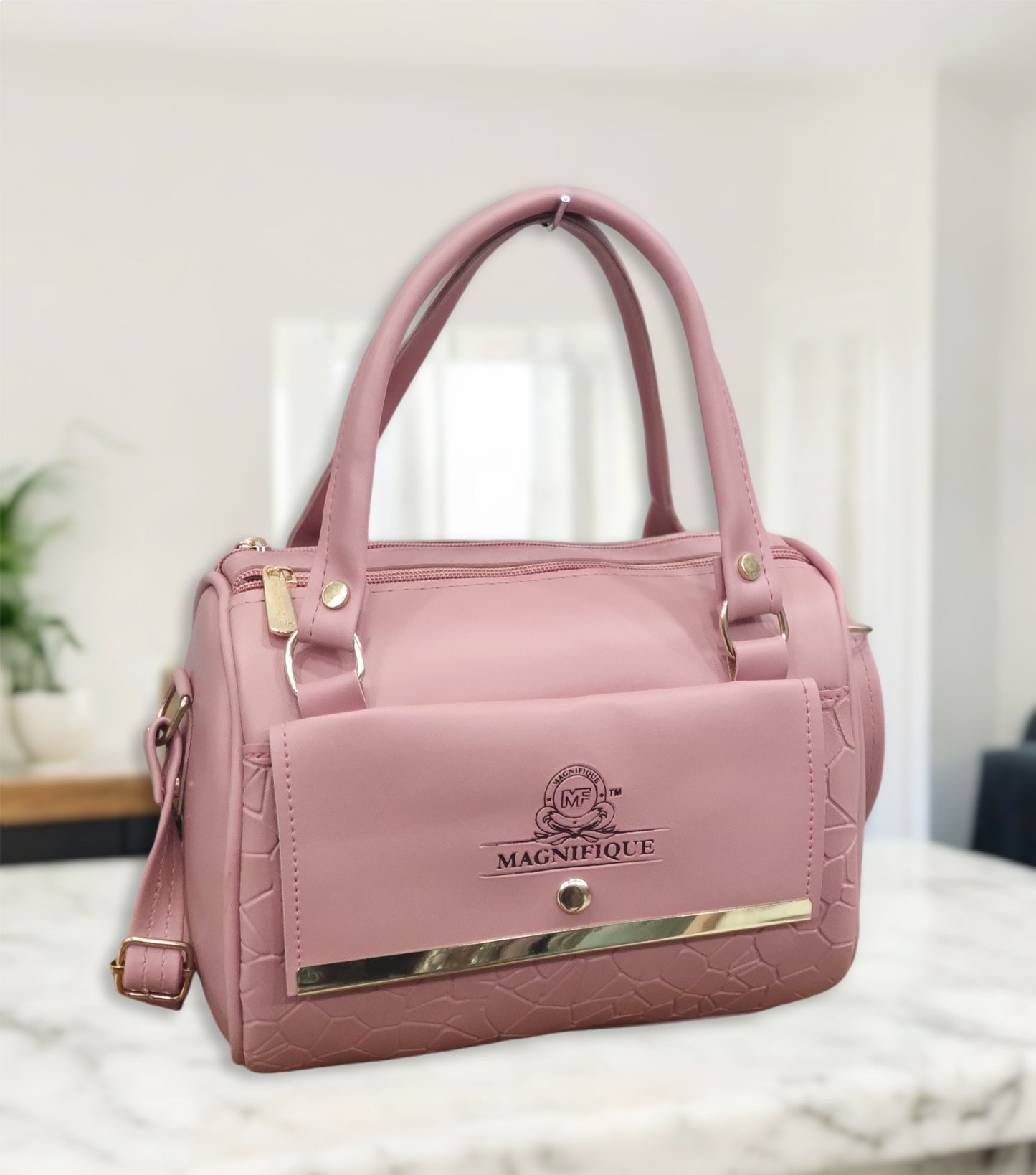 Magnifique Mini Duffle Style Sling Bag for Women with Keychain