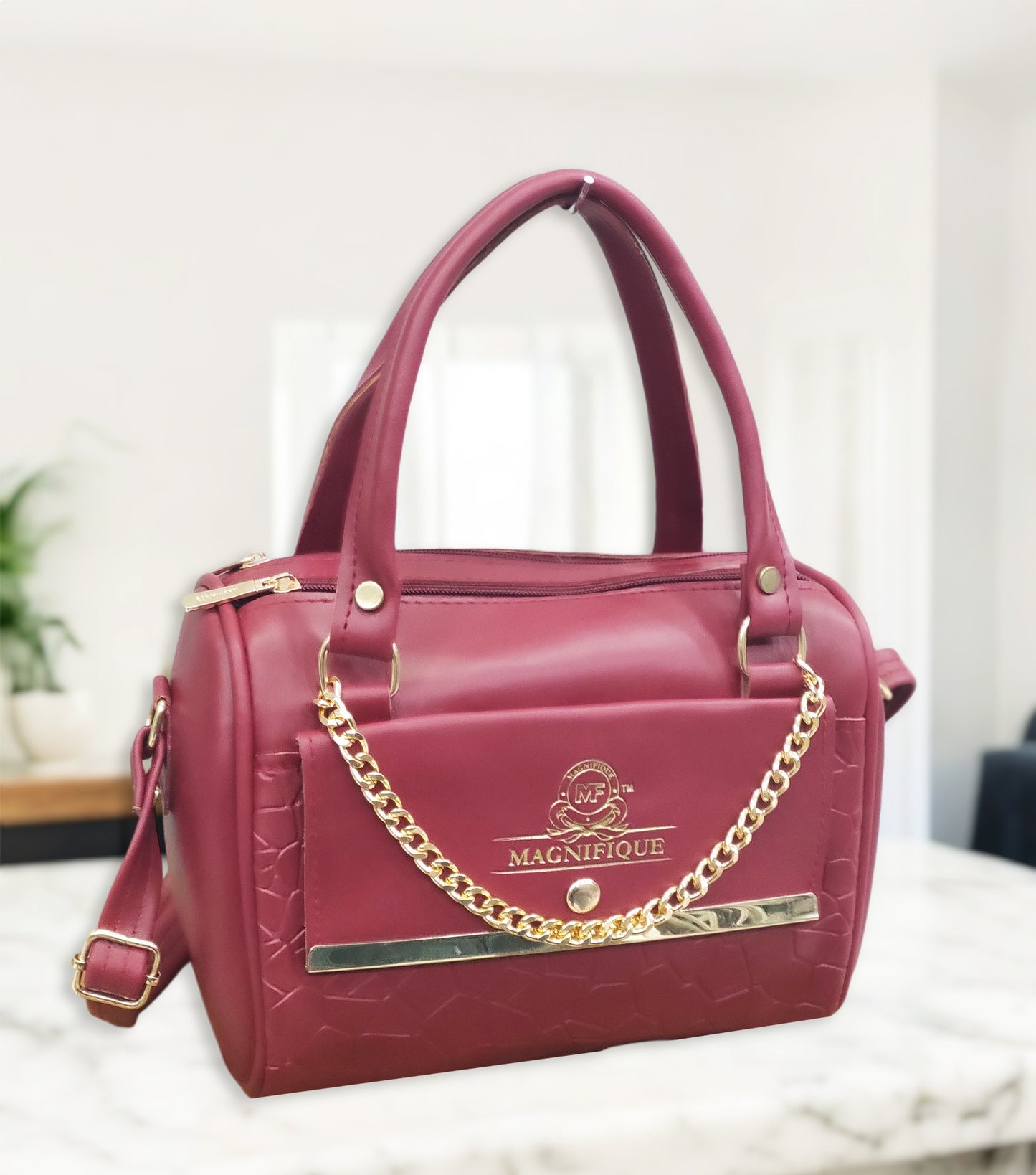 Magnifique Mini Duffle Style Sling Bag for Women with Keychain