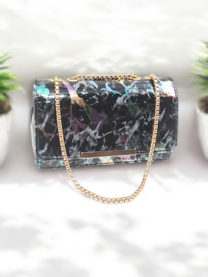 Magnifique Marble Print Box Style Sling Bag for Women