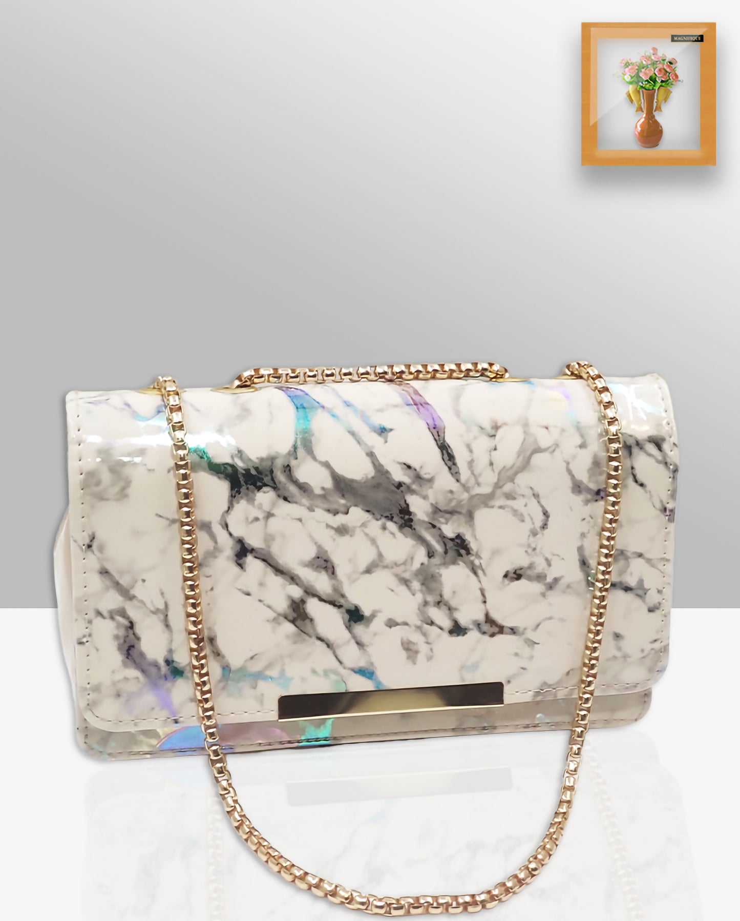 Magnifique Marble Print Box Style Sling Bag for Women