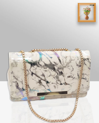 Magnifique Marble Print Box Style Sling Bag for Women