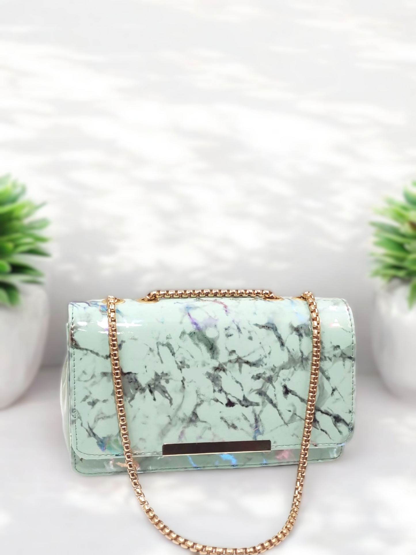 Magnifique Marble Print Box Style Sling Bag for Women