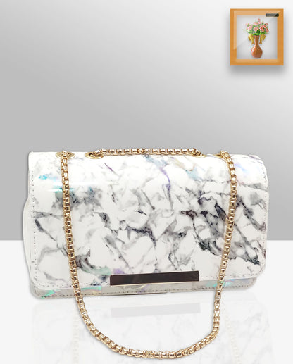 Magnifique Marble Print Box Style Sling Bag for Women